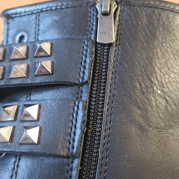 Steve Madden Black Studded Combat Boots size 9 zip lace up punk - Picture 12 of 16